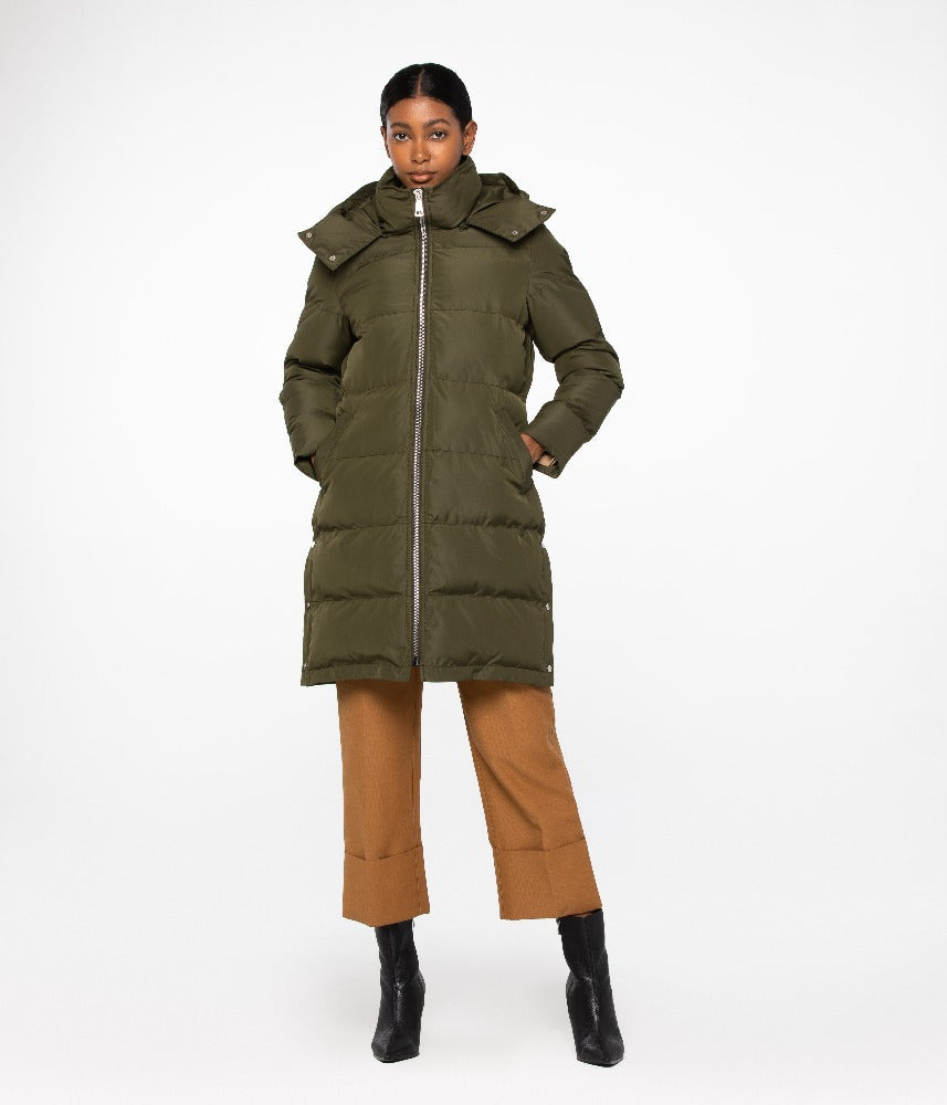 Giada Winter Puffer Coat - Olive - The Grinning Goat