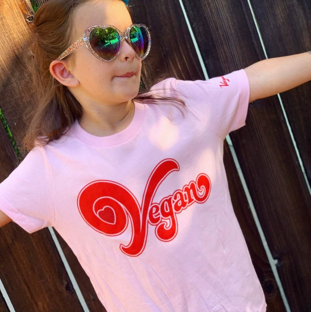 Pink Vegan Heart Kids/Youth Tee - The Grinning Goat