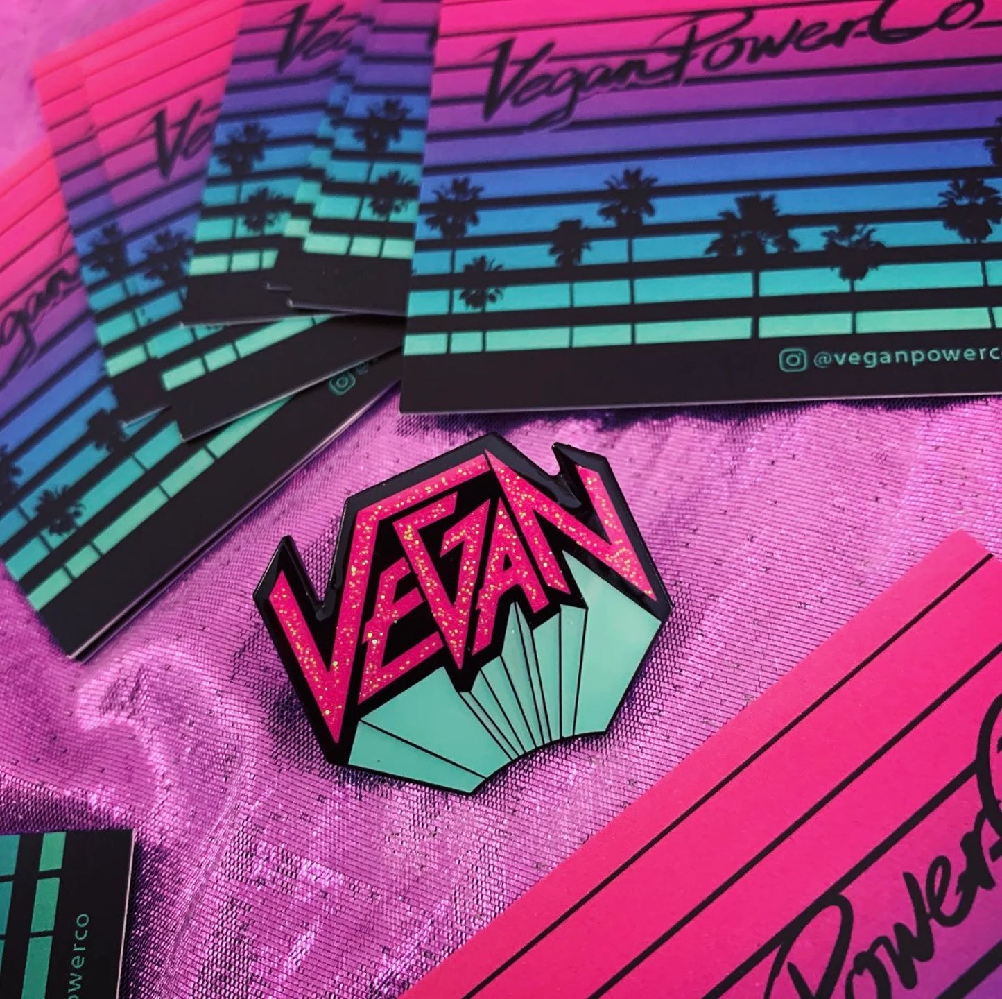 Vegan Metal Soft Enamel Pin w/ Glitter