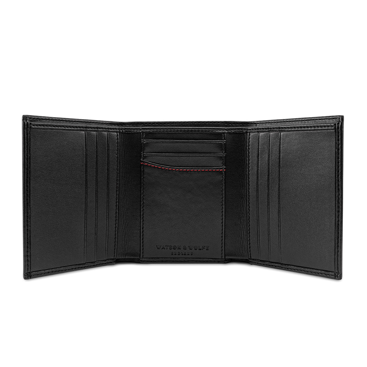 Trifold Vegan Corn Leather Wallet - Black with Red